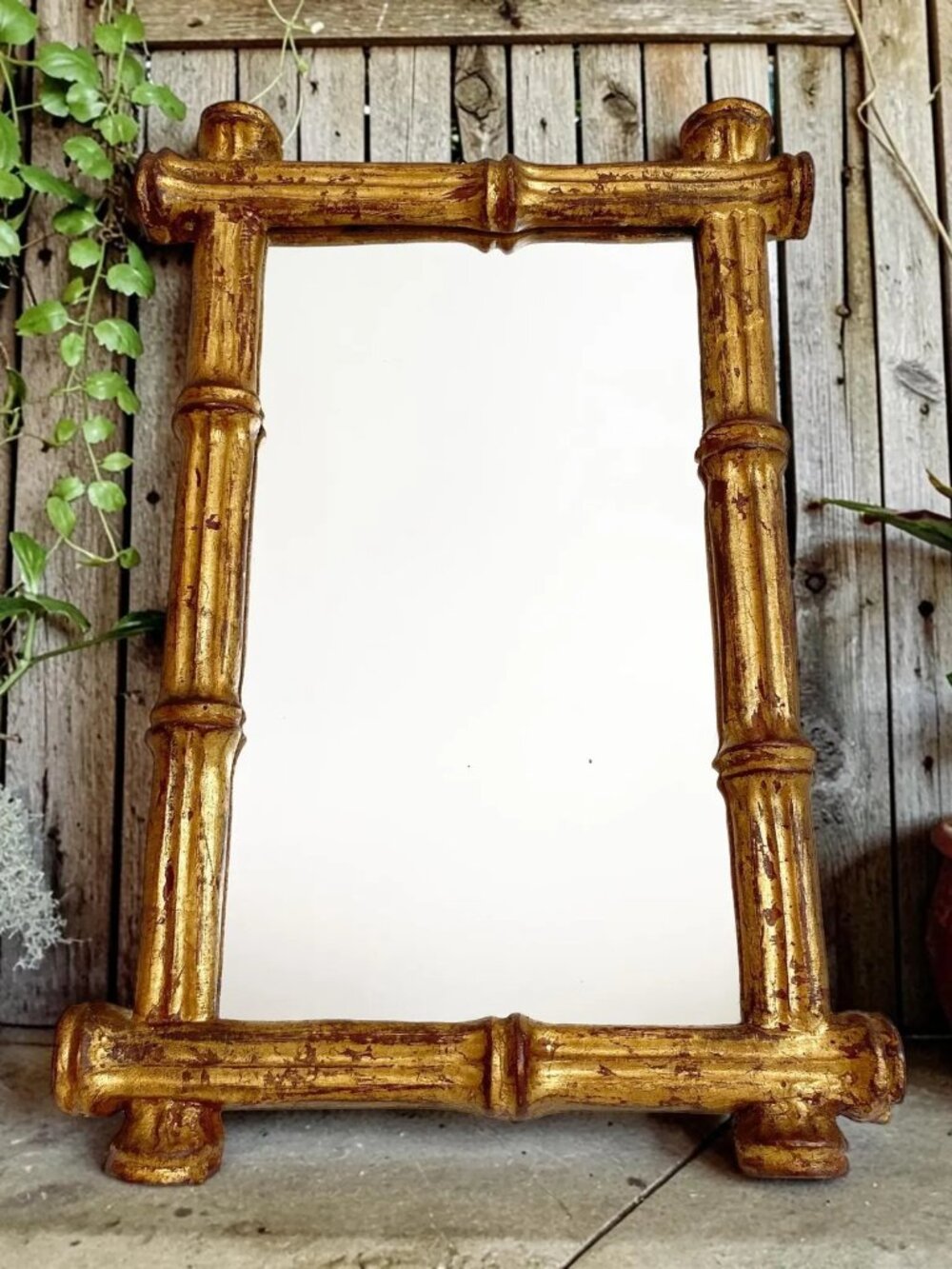Florentia Giltwood Mirror: Italian Faux Bamboo Design | Rectangular Wall Mirror